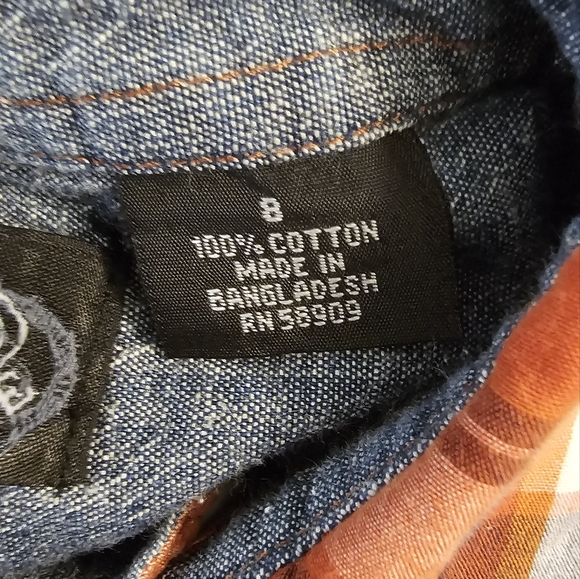 First Wave Plaid button dow shirt Size 8 - Picture 6 of 9